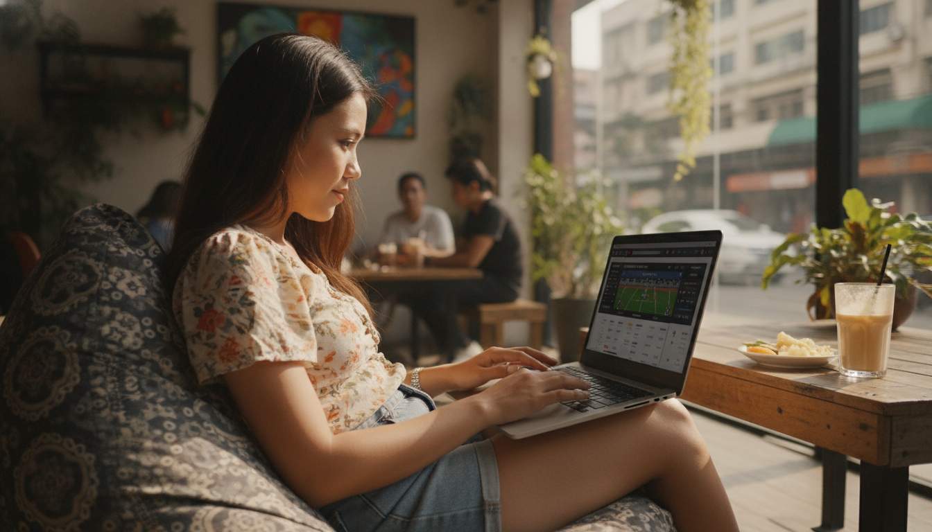 Woman placing a sports bet online