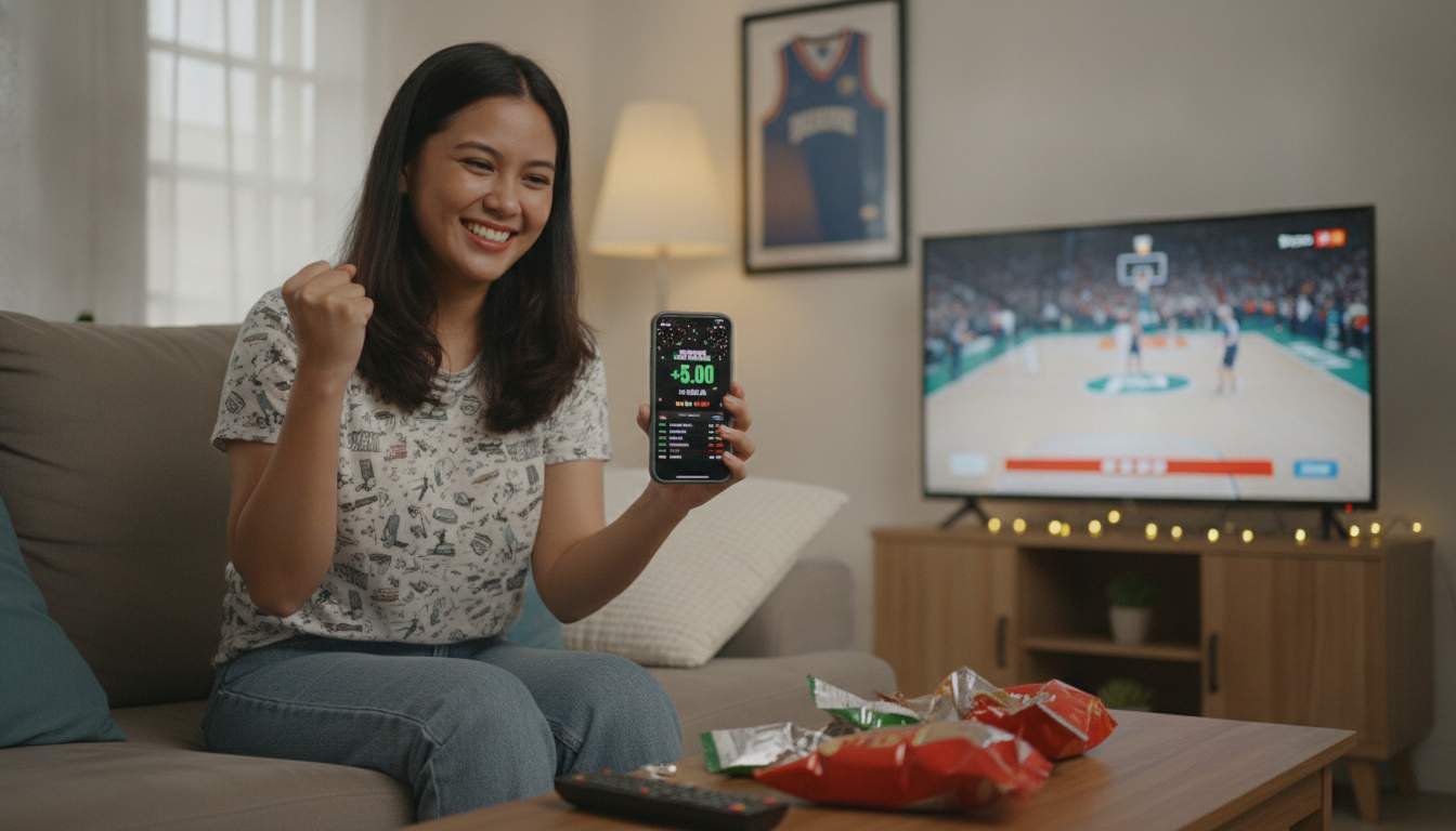 Woman enjoying sports betting