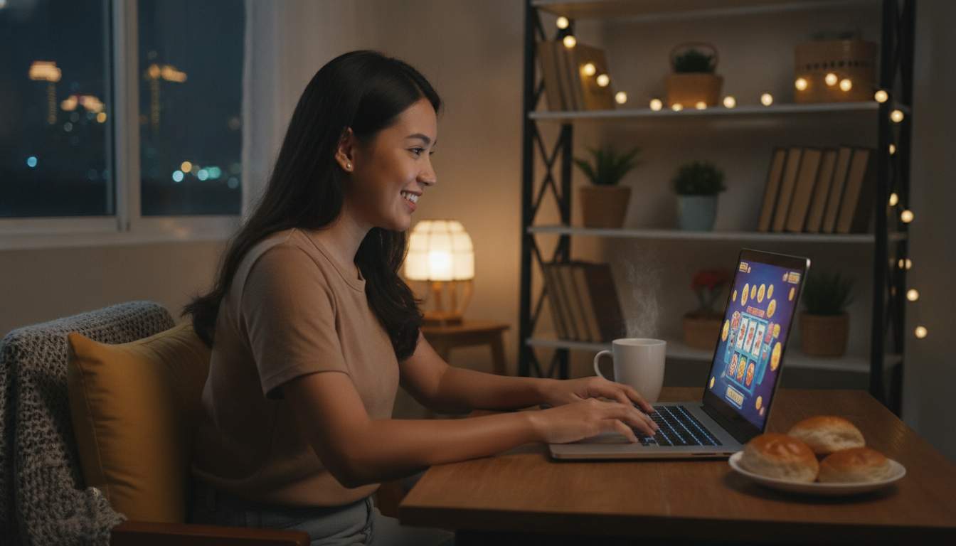 Woman playing table games online