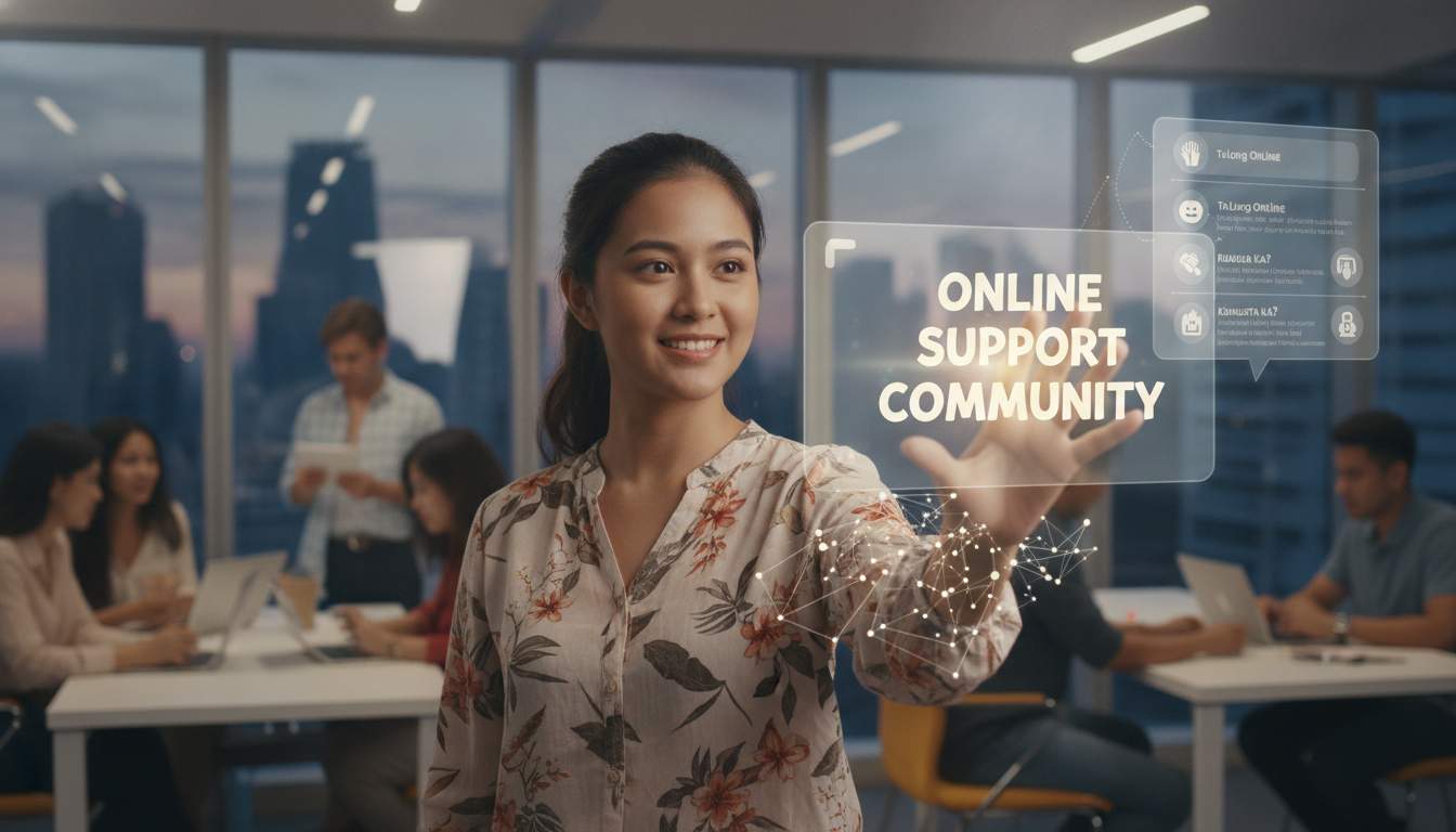 Woman contacting support online