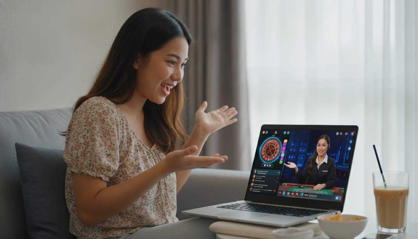 Live casino table with dealer