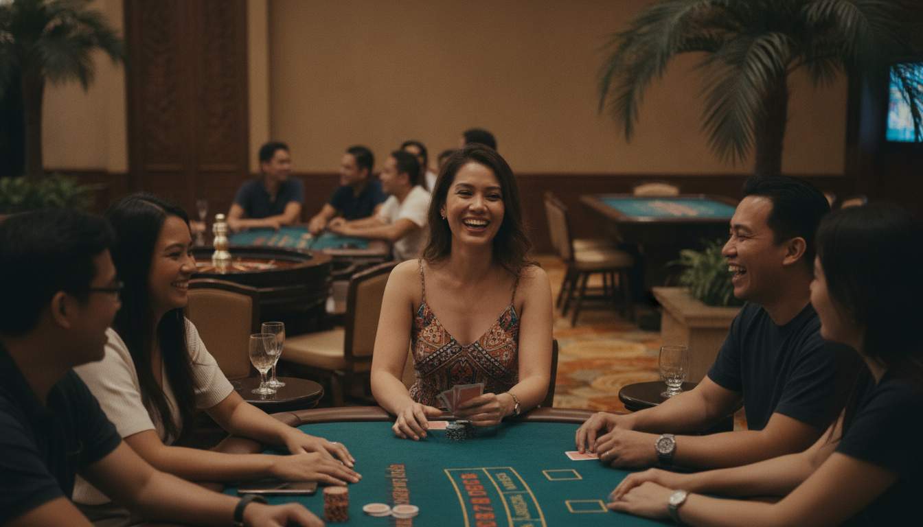 A woman playing classic table games