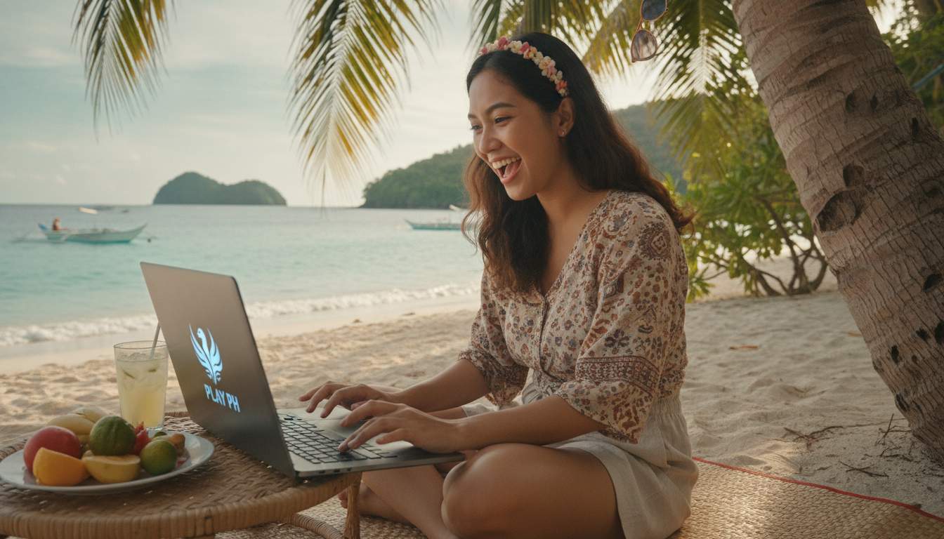 Woman playing Sweet Bonanza slot at an online casino